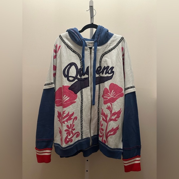 NWT We The Free Royals Hoodie Jacket S Ivory Combo Embroidered Oversized - Picture 1 of 13